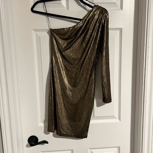 Arden B party dress. Gold. One shoulder. Used only once.